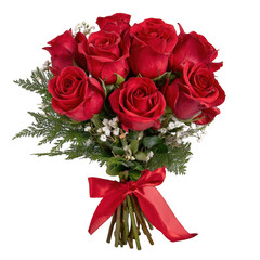 Bouquet of red roses isolated on transparent background