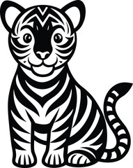 Cute Cartoon Tiger Cub Silhouette