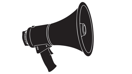 Black and white megaphone illustration, vector design element