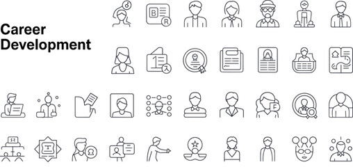 Career Development Icons with People and Professional Symbols job search hiring