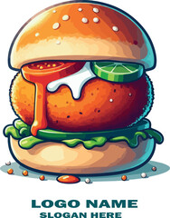 Vada pav logo icon vector white background .