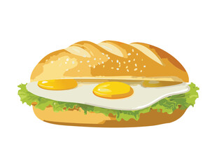 Delicious Egg Sandwich with Green Lettuce Vector Illustration
