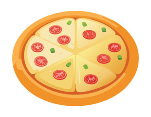 Delicious Pepperoni Pizza with Sliced Topping Vector Illustration