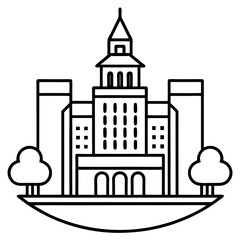 Fototapeta premium Cityscape Line Art Vector