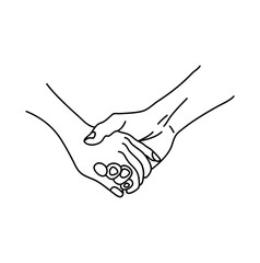 Obraz premium hand holding simple line drawing illustration with transparent background