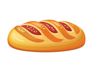Classic Baked Bread Loaf with Scored Top Vector Illustration