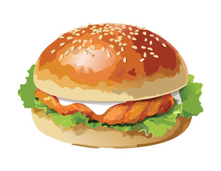 Classic Burger Side Angle - Vector Illustration