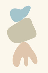 Soft Colored Minimalist Abstract Art. Graphic Pastel Shape. Nursery Wallpaper Interior Decoration. Yoga Zen Symbol Style for Sport Center Card Invitation. Contemporary Modern Fashion Print. 