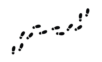 Footsteps, icon illustration towards treasure silhouette. isolated on white