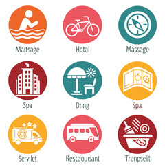 Resort Guest Icons swimming bicycle