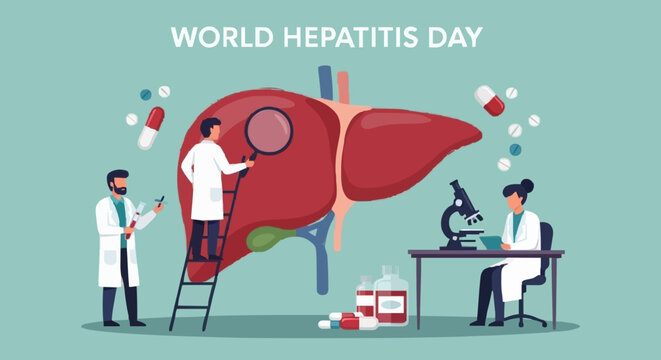 Doctors examine liver health, promoting awareness for World Hepatitis Day.