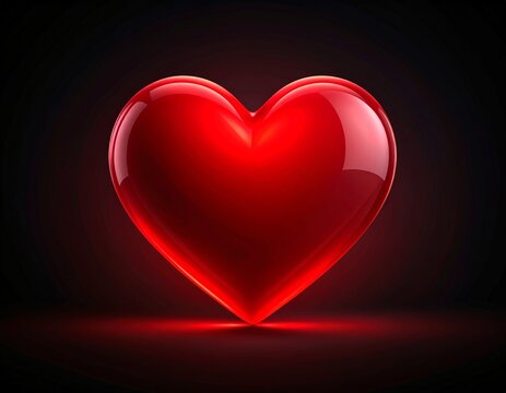 red heart shape glowing softly against a deep black background