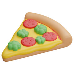 Delicious Pizza Slice: A Close-Up View of Yummy Pepperoni & Veggie Pizza isolated on transparent background