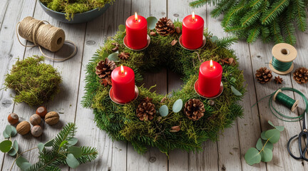 Authentic Greek lunch by the sea &ndash; traditional meze and baked dishes on waterfront terrace with blue and white houses

