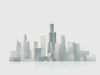 Fototapeta premium City skyline, grayscale, minimalist