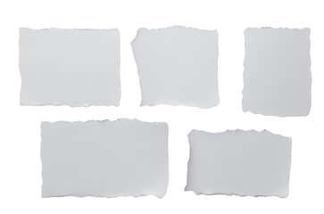 set of ripped white paper sheets png transparent background. document or newspaper mockup, torn blank pages with uneven texture edges.