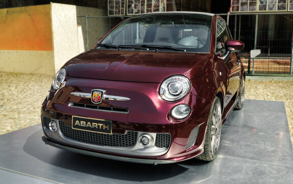 May 19  2012, Modena Italy. 500 Abarth Maserati edition 695 cabrio.