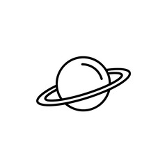 Fototapeta premium Simple line drawing of Saturn planet with rings 