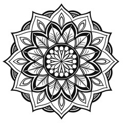 Intricate Black and White Mandala Design circular geometric