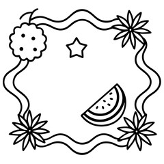 Watermelon slice and floral frame fruit summer