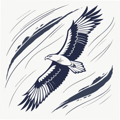 Majestic eagle soaring with abstract brush strokes