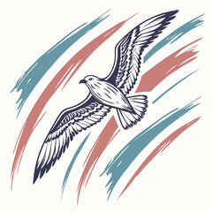 Majestic bird in flight with abstract strokes flying