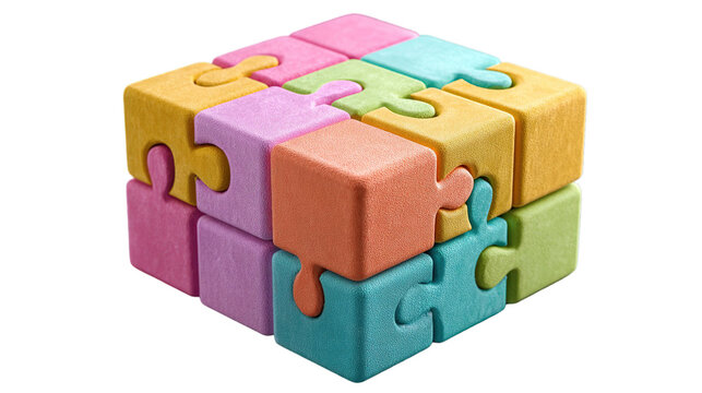 Colorful jigsaw puzzle cube or infinity cube toy