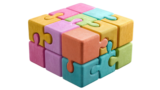 Colorful jigsaw puzzle cube or infinity cube toy


