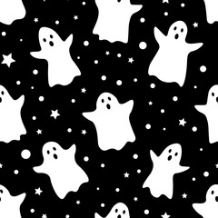 Materiał do szycia halloween pattern black and white drawing background