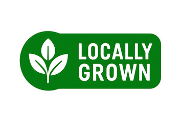 Locally grown flat stamp or slogan, locally grown label, eco-friendly emblem for packaging of regionals