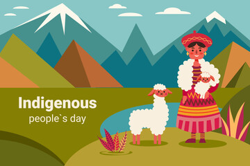 Andes women traditional culture illustration