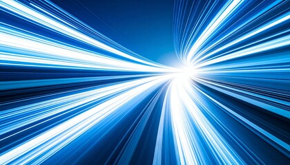Abstract digital illustration of light trails, representing speed, energy, and motion against a blue background