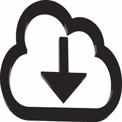 Obraz premium Cloud download symbol with 3d effect on transparent background