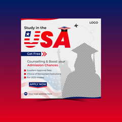 Study in USA Admission Requirements Social Media Post