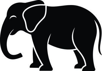 Fototapeta premium Solid Black Elephant Silhouette for a Bold Animal Logo