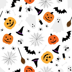 Pumpkin and ghosts cute spooky halloween pattern design 