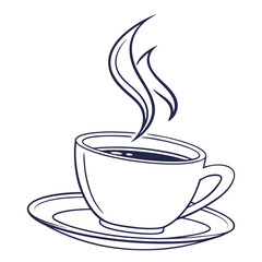 Steaming Coffee Cup Line Art saucer hot beverage