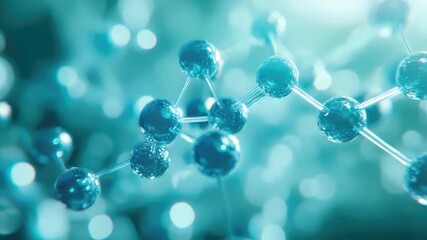 High-resolution image of a molecule illuminated with blue light, showcasing its intricate atomic structure