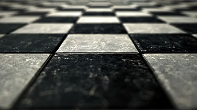 High-resolution image of chessboard pattern focusing on individual tiles, emphasizing texture and contrast.