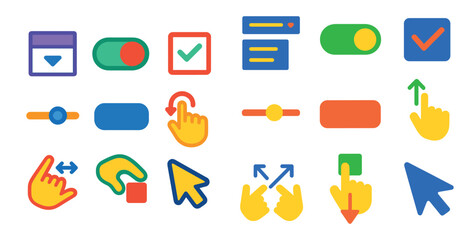 Set of icons for a computer application, including a check mark, a thumbs up, and a thumbs down