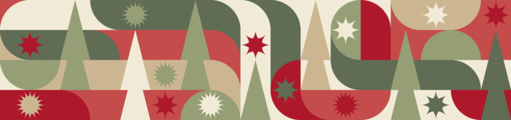 Geometric seamless pattern with winter blue patterns, Christmas trees in Scandinavian style. New Year's fashionable color pattern for textiles and wallpaper, gift design trend.