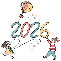 Playful children celebrate the new year 2026 celebration