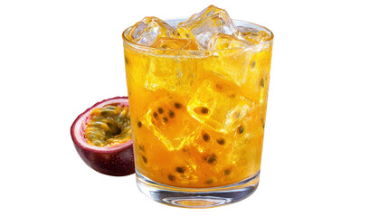 Passion Fruit Juice with Ice and Fruit Slice