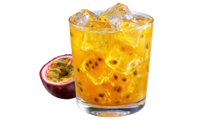 Passion Fruit Juice with Ice and Fruit Slice