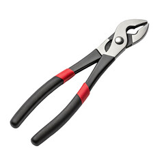 Fototapeta premium A pair of adjustable slipjoint pliers with black rubberized handles and a silver metal body is isolated on a transparent background
