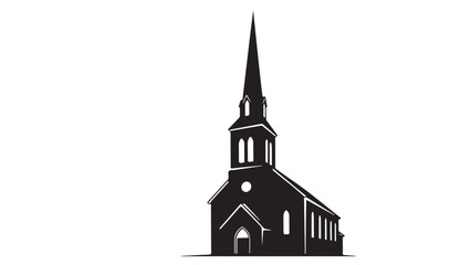 Black and white church steeple illustration, vector design
