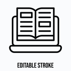 E Learning, Laptop Vector Icon, Isolated Vector Lineal Style Icon, Editable Stroke. 