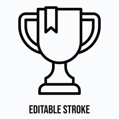 Trophy, Cup Vector Icon, Isolated Vector Lineal Style Icon, Editable Stroke.