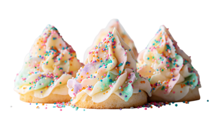 Pastel Sprinkled Sugar Cookies on Transparent Background
