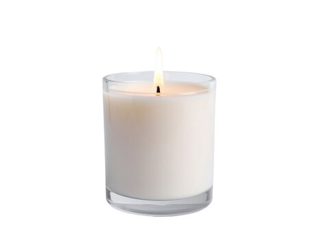 A slender white taper candle, elegant and classic, ideal for formal dining or ceremonies, isolated on white.
